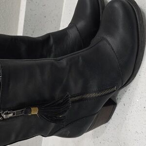 Born Black Leather Heeled Boots